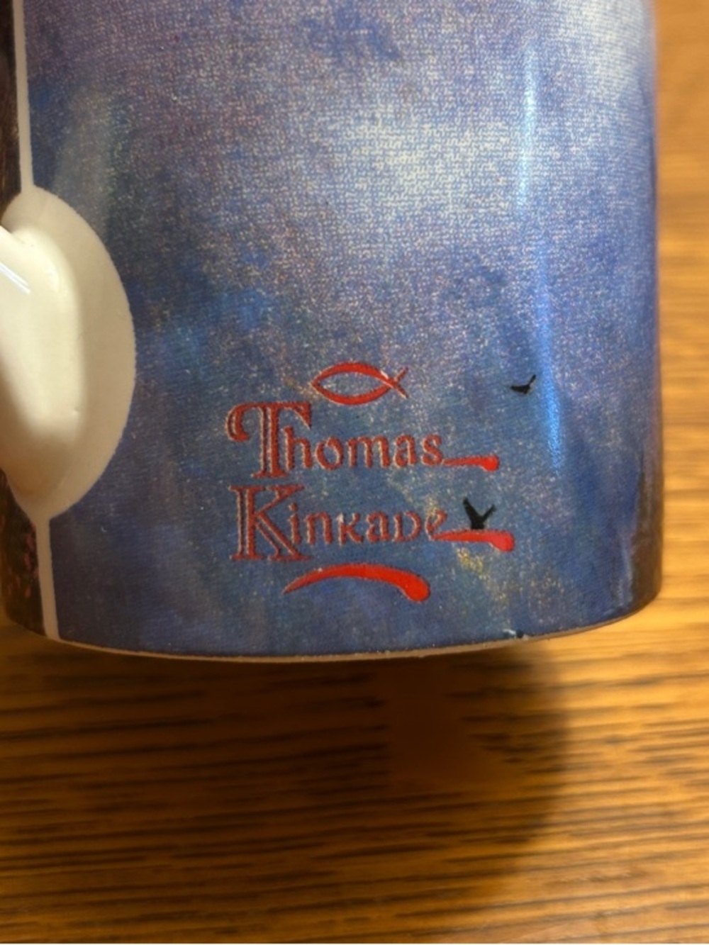 Thomas Kinkade Winter Cottage Mug - Blue, White, Gold - Picture 2 of 9